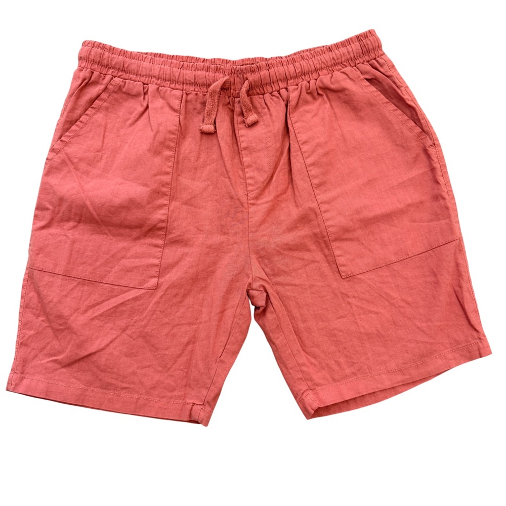Scene & Heard Linen Blend Shorts Girls 18/20 Washed Coral Drawstring Utility NWT